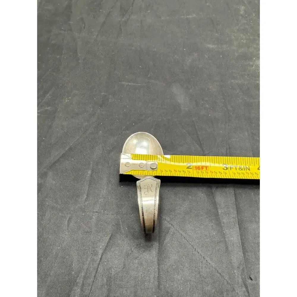 Vintage SSMC Sterling Silver Baby Spoon Bent Handle Monogram R Small 3.5